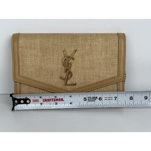 Saint Laurent Micro Raffia Monogram Uptown Chain Wallet – Natural Hay Blush - Picture 16 of 16